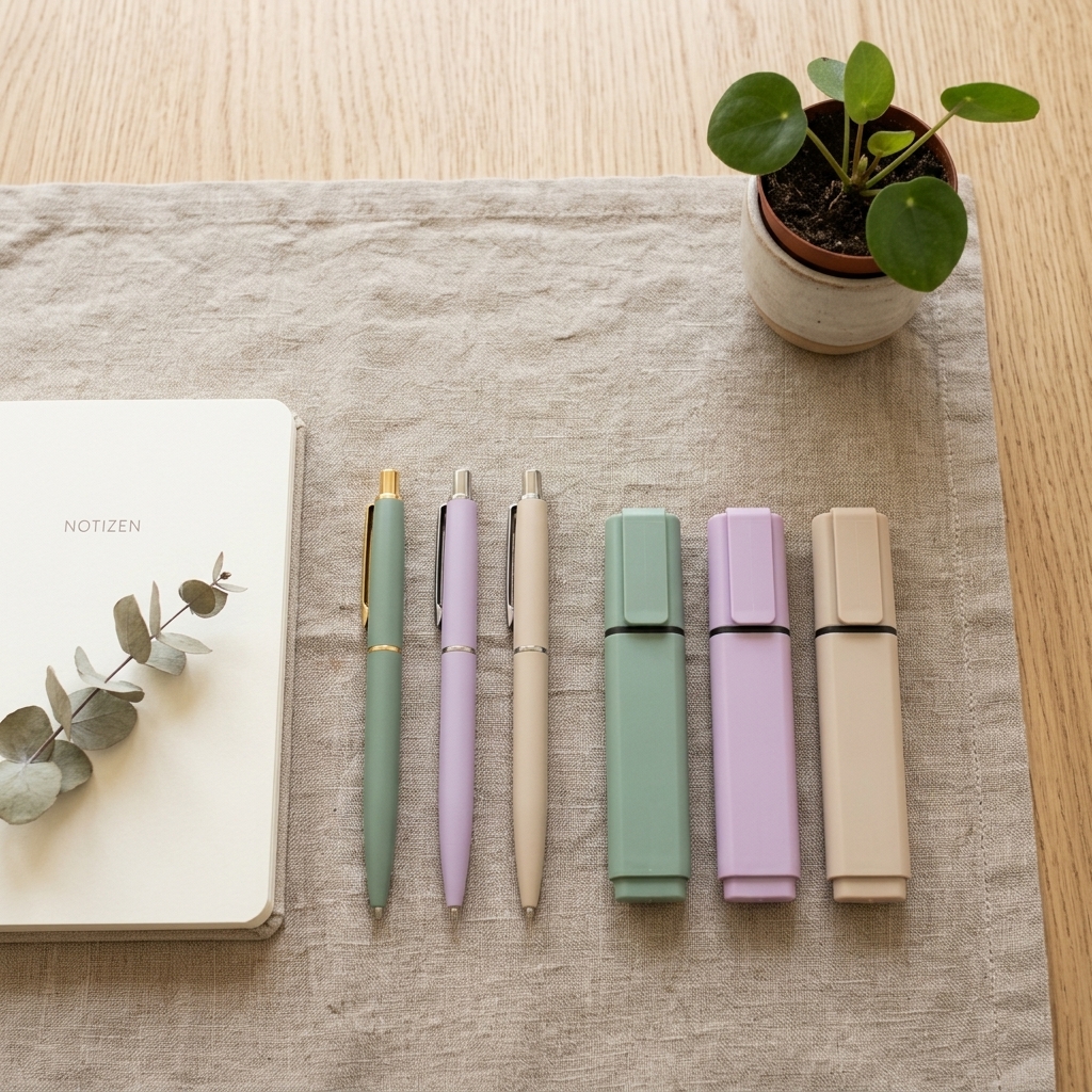 Ästhetische Gelstifte im minimalistischen Design